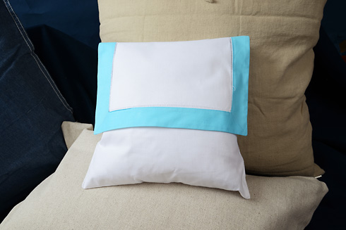 Hemstitch Baby Square Envelope Pillow 12" SQ. Aqua Marine color
